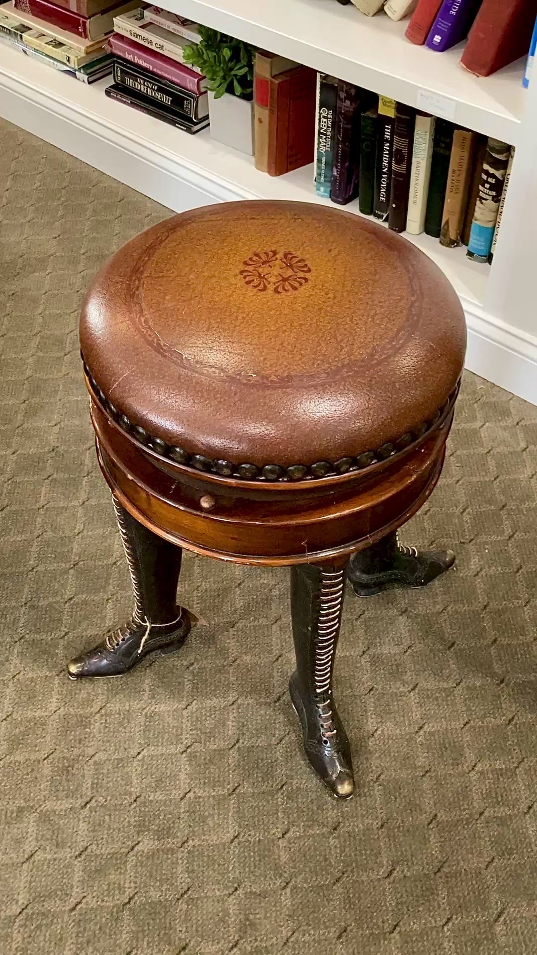 19th Century Reproduction Theodore Alexander Can-Can Adjustable Piano Stool