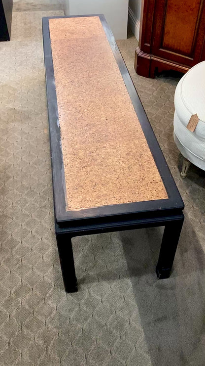 Vintage Dunbar Edward Wormley Cork Inlay Elongated Wood Coffee Table