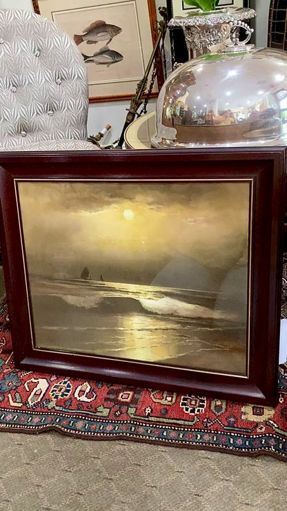 Antique William Henry Chandler (1854-1928) Seascape Framed Pastel Drawing