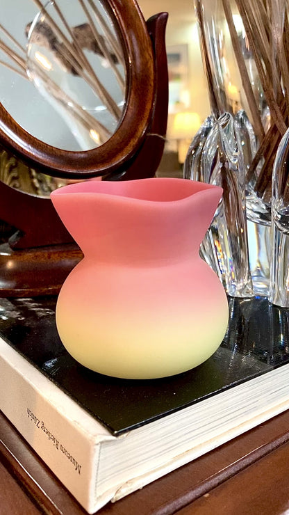 Antique Mt. Washington Pink Yellow Burmese Glass Toothpick Holder