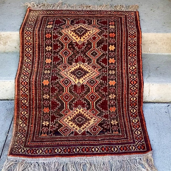 Vintage 1980s Orange Red Fringe 5x3ft Hand Woven Persian Wool Area Rug Video