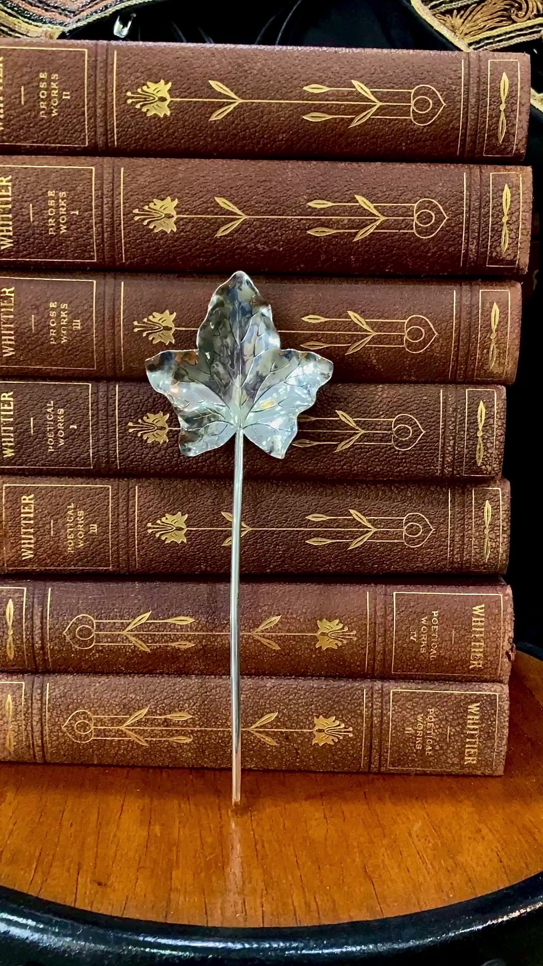 Vintage Shiebler Sterling Silver Elongated Maple Leaf Spoon