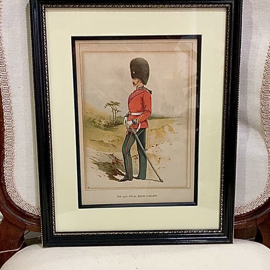 Antique J. S. Virtue "The 23rd-Royal Welsh Fusiliers" Framed Military Lithograph
