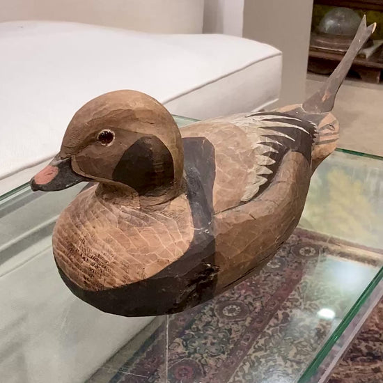 Vintage 1960's E. Stough Hand Painted Old Squaw Duck Carved Wood Decoy