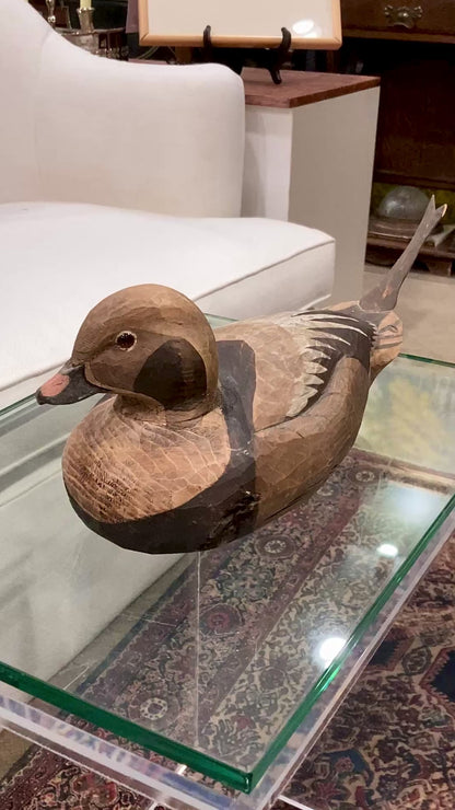 Vintage 1960's E. Stough Hand Painted Old Squaw Duck Carved Wood Decoy