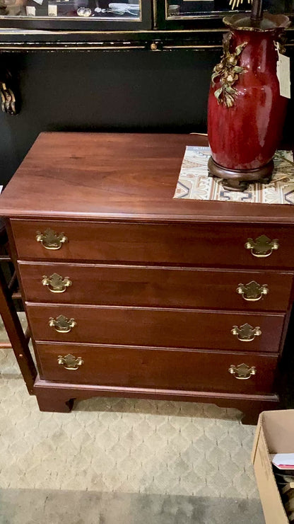 Vintage 2000 Solid Mahogany Hand Crafted Four Drawer Dresser Chest