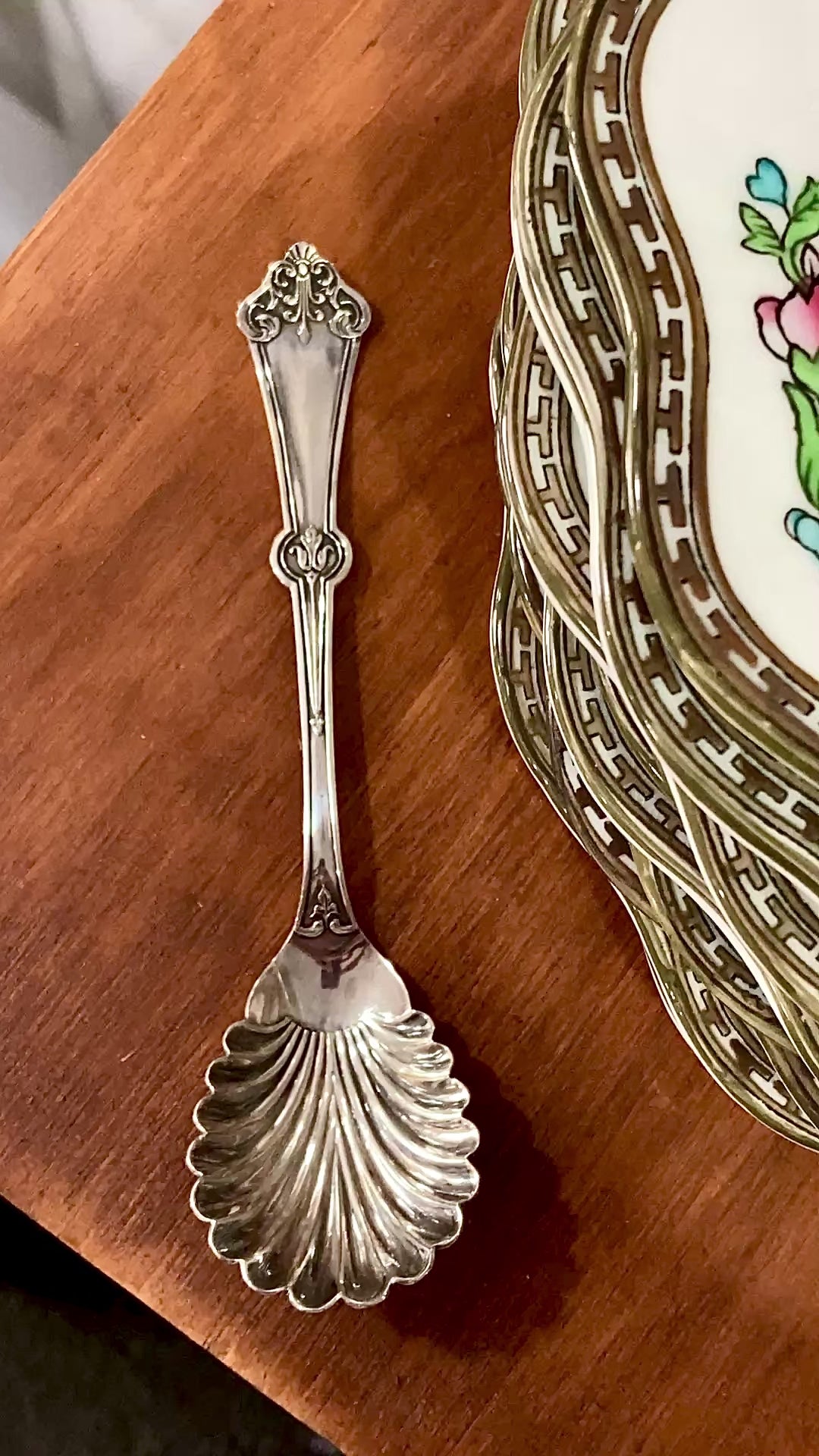 Antique Late 19th Century Stark & Forney Silver Plated Shell Shaped Sugar Spoon