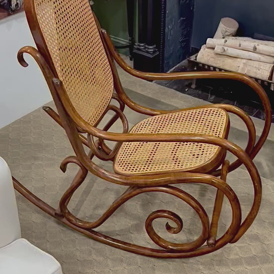 Vintage Bentwood Cane Back Seat Thonet Style Rocking Chair