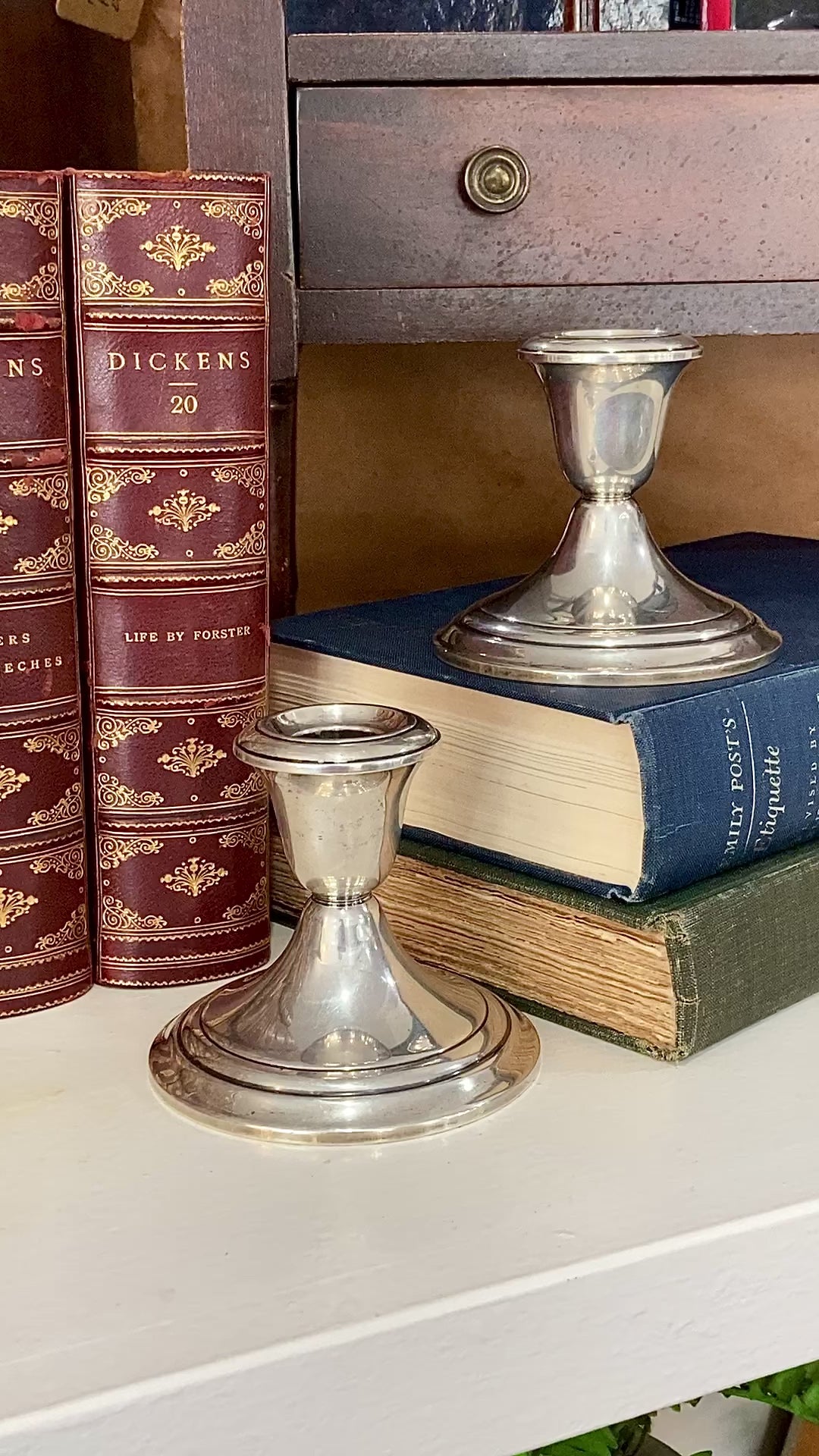 Vintage Gorham Sterling Silver Cement-Filled Pair Circular Candlesticks