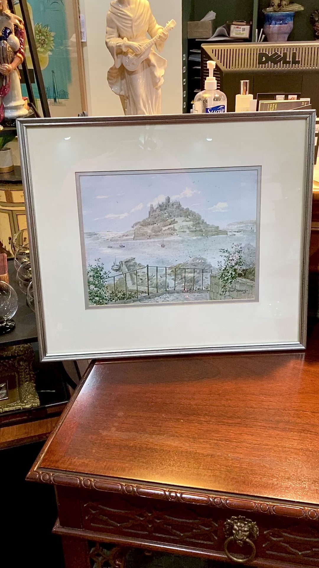 Vintage Robert Laessig St Michael's Mount Watercolor Framed Landscape Painting video