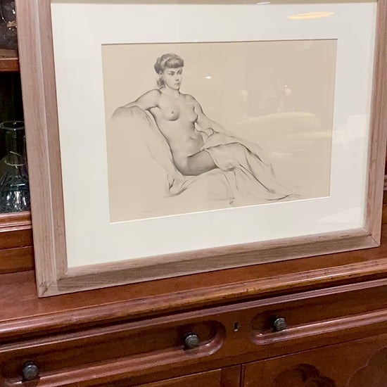 Vintage Alexander Canedo Nude Reclining Female Study Framed Lithograph