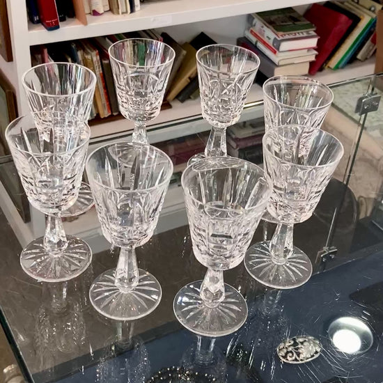 Vintage Set of Eight Waterford Clear Crystal Kylemore Sherry Glasses