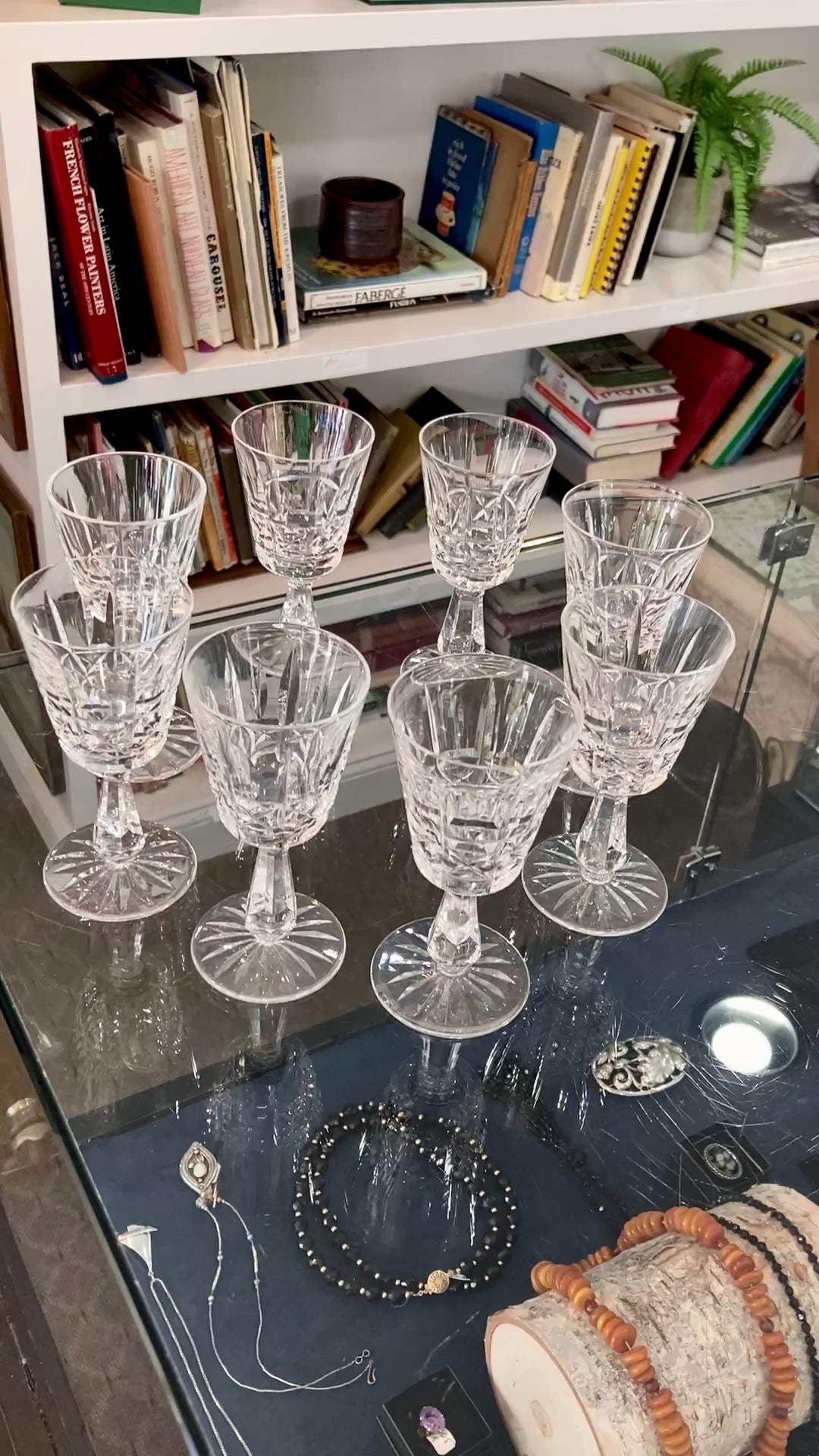 Vintage Set of Eight Waterford Clear Crystal Kylemore Sherry Glasses