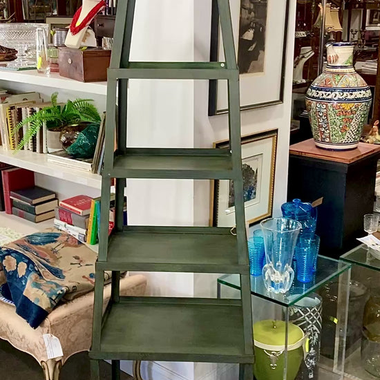 Ballard Design Green Hint Metal Obelisk Style Etagere Freestanding Shelf