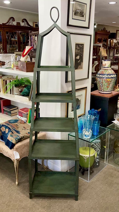 Ballard Design Green Hint Metal Obelisk Style Etagere Freestanding Shelf