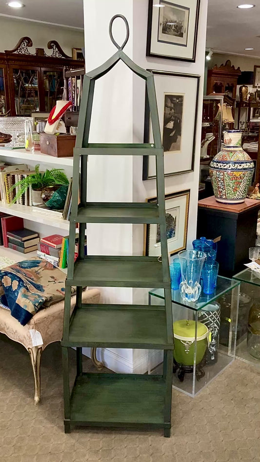 Ballard Design Green Hint Metal Obelisk Style Etagere Freestanding Shelf