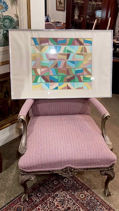 Vintage Edwin Mieczkowski (1929-2017) Colorful Framed Lithograph