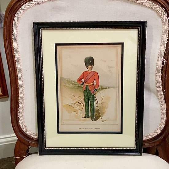 Antique J. S. Virtue "The 21st-Royal Scots Fusiliers" Military Framed Lithograph