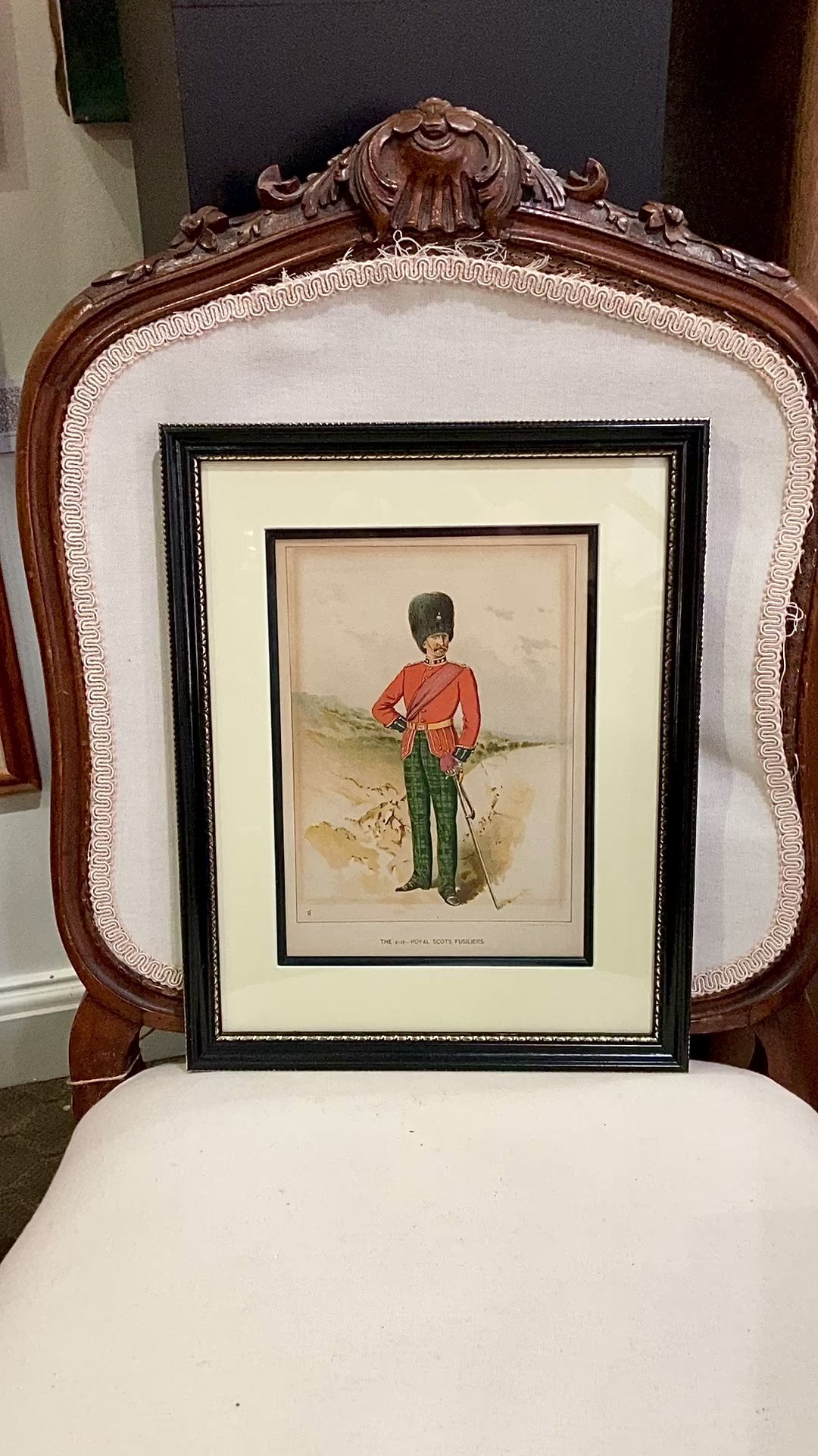 Antique J. S. Virtue "The 21st-Royal Scots Fusiliers" Military Framed Lithograph
