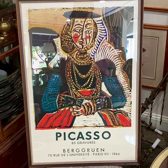 Vintage Pablo Picasso 1966 Gallery Exhibition Framed Offset Lithograph Poster