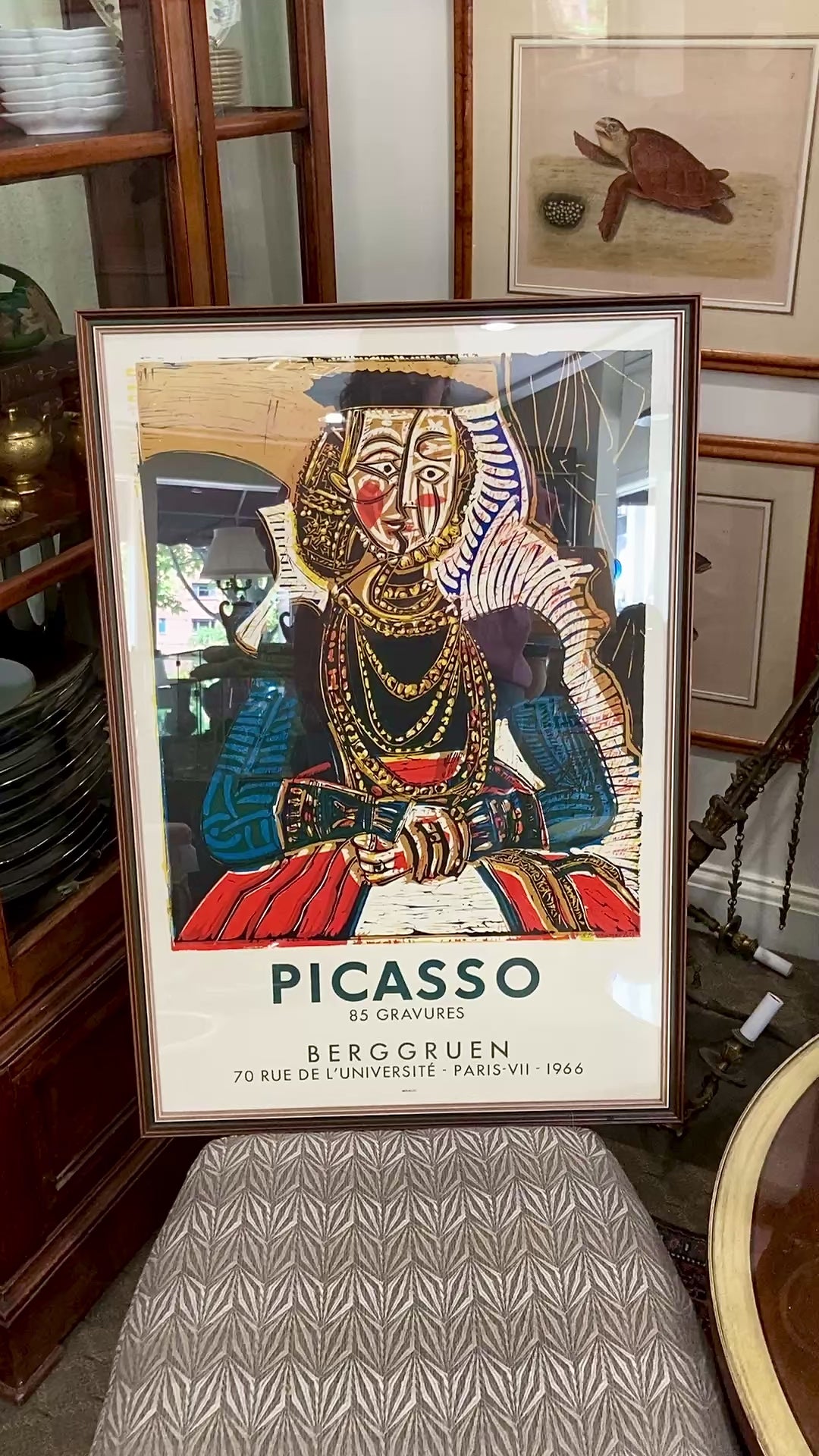 Vintage Pablo Picasso 1966 Gallery Exhibition Framed Offset Lithograph Poster