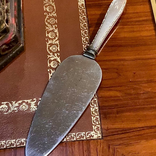 Vintage Sterling Silver Handle Engraved C Stainless Cake Server