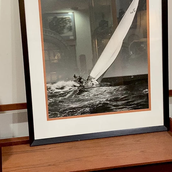 Vintage Stanley Rosenfeld Black & White Sailing Single Boat Framed Photograph Video