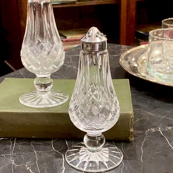 Vintage Pair Waterford Crystal Footed Salt & Pepper Shakers "Lismore" Ireland