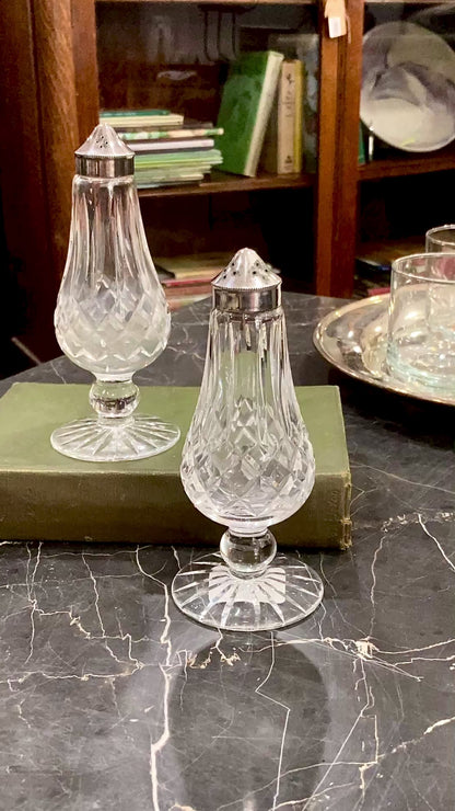 Vintage Pair Waterford Crystal Footed Salt & Pepper Shakers "Lismore" Ireland