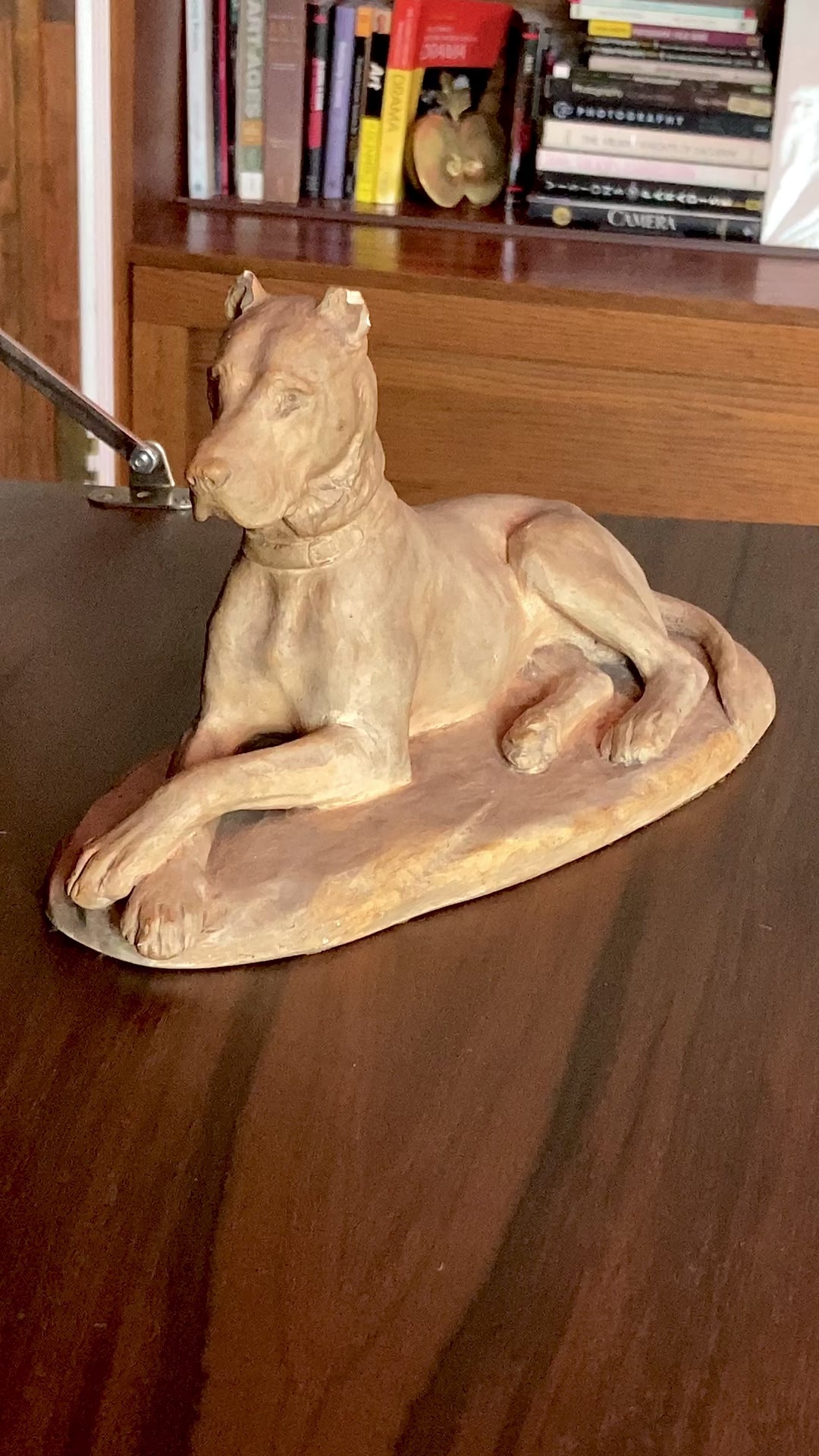 Antique Lauritz Jensen Terracotta Recumbent Great Dane Dog Sculpture