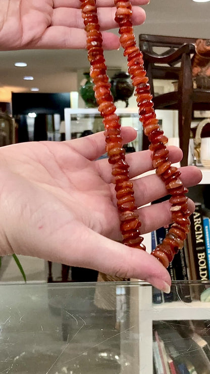 Vintage 14K Yellow Gold Natural Carnelian Graduated Stone Necklace