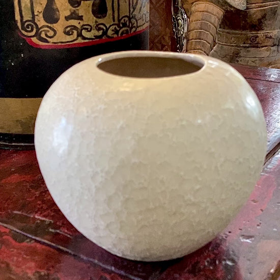 Vintage Off-White Crackle Glaze CMC Japan Ceramic Planter Pot Vase Video