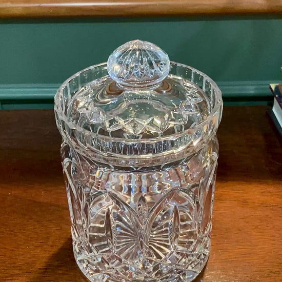 Vintage Waterford Irish Clear Cut Crystal Lidded Biscuit Candy Jar