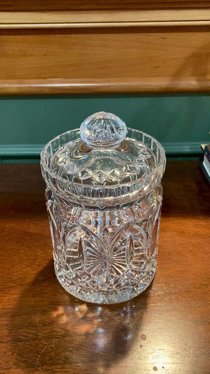Vintage Waterford Irish Clear Cut Crystal Lidded Biscuit Candy Jar