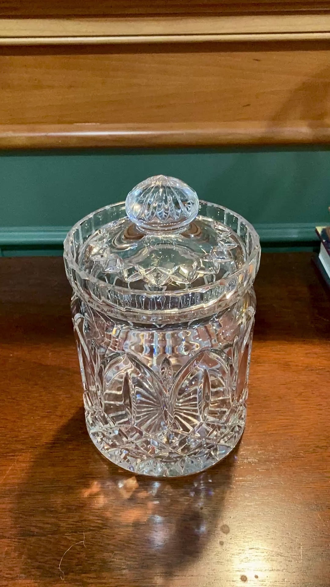 Vintage Waterford Irish Clear Cut Crystal Lidded Biscuit Candy Jar