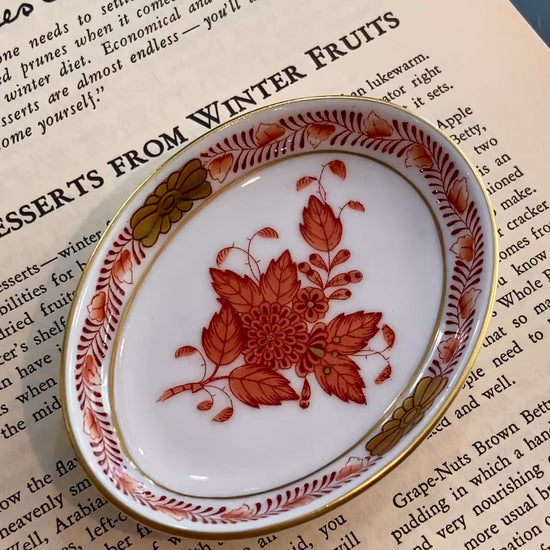 Miniature Herend Chinese Bouquet Hand Painted Porcelain Trinket Ring Dish