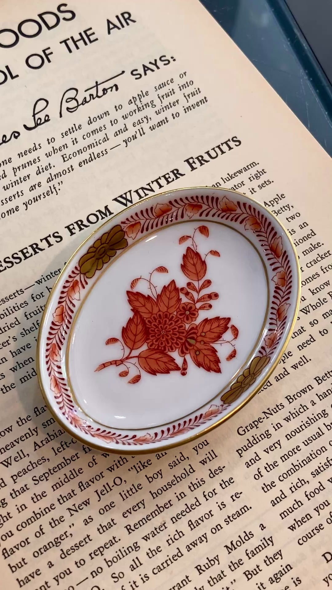Miniature Herend Chinese Bouquet Hand Painted Porcelain Trinket Ring Dish