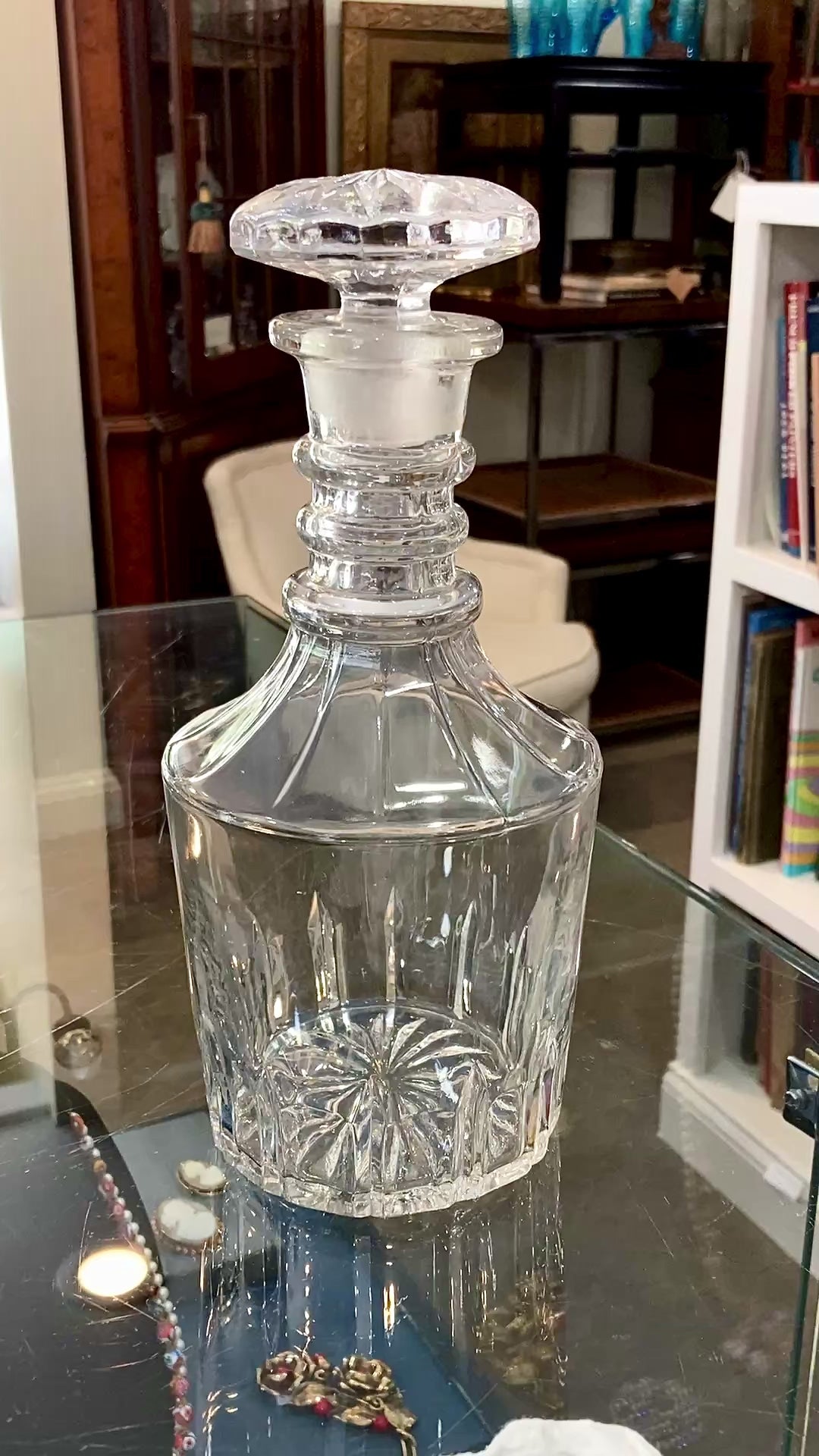 Vintage Barware Clear Brilliant Style Molded Glass Decanter