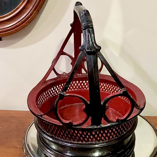 Antique 19th Century Burmese Pan Duang Red Black Lacquer Basket