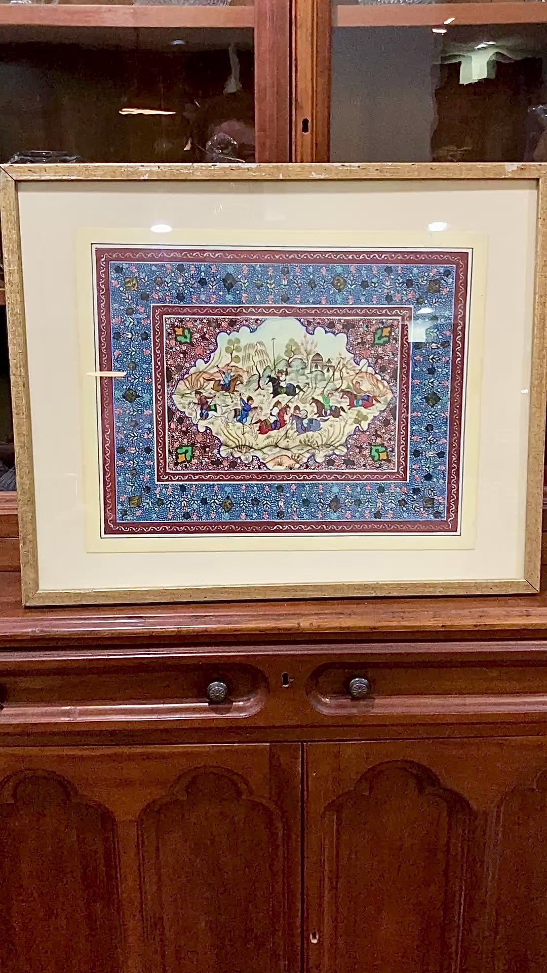 20th Century Original Hand-Painted Faux Ivory Framed Persian Miniature Painting