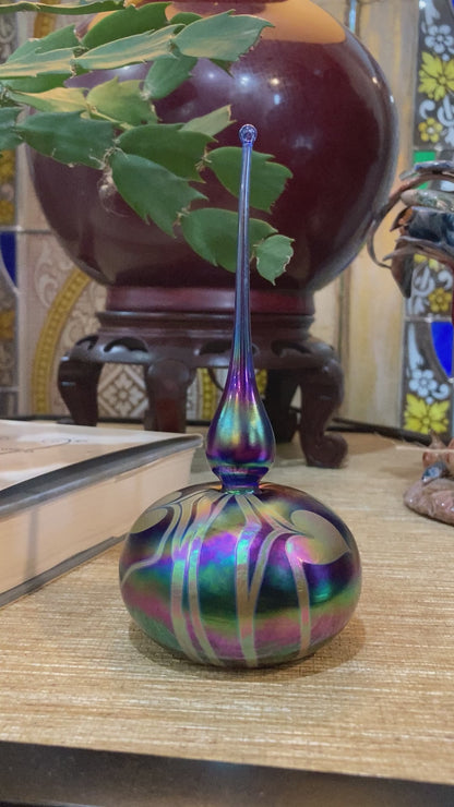 Vintage Hand Blown Iridescent Bleeding Heart Glasshouse Studio Perfume Bottle