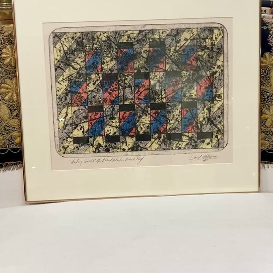 Vintage 1975 Abstract David Haberman Etching Aquatint Framed Paper Print