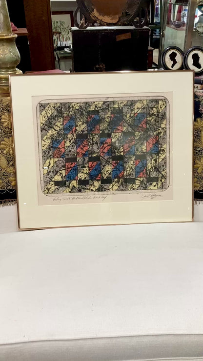 Vintage 1975 Abstract David Haberman Etching Aquatint Framed Paper Print
