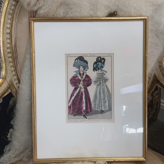 Framed Antique French 19th Century 1831 Parisian Fashion Plate Print