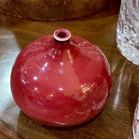 Diana Frank Hand Made Pomegranate Glazed Porcelain Bud Vase Art Decor