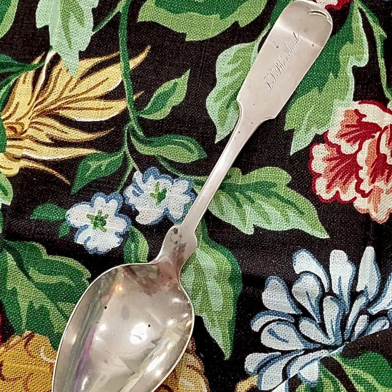 Antique 19th Century Chandless Coin Silver Engraved Serving Spoon