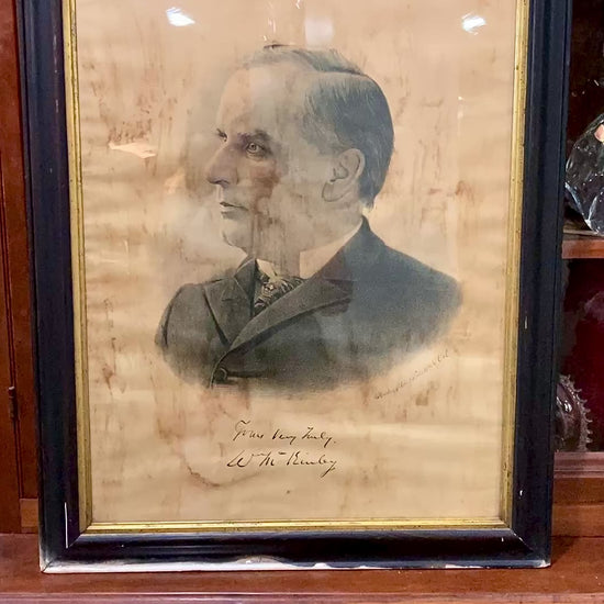 Antique 1800's President Mckinley Campaign Portrait Framed Lithograph