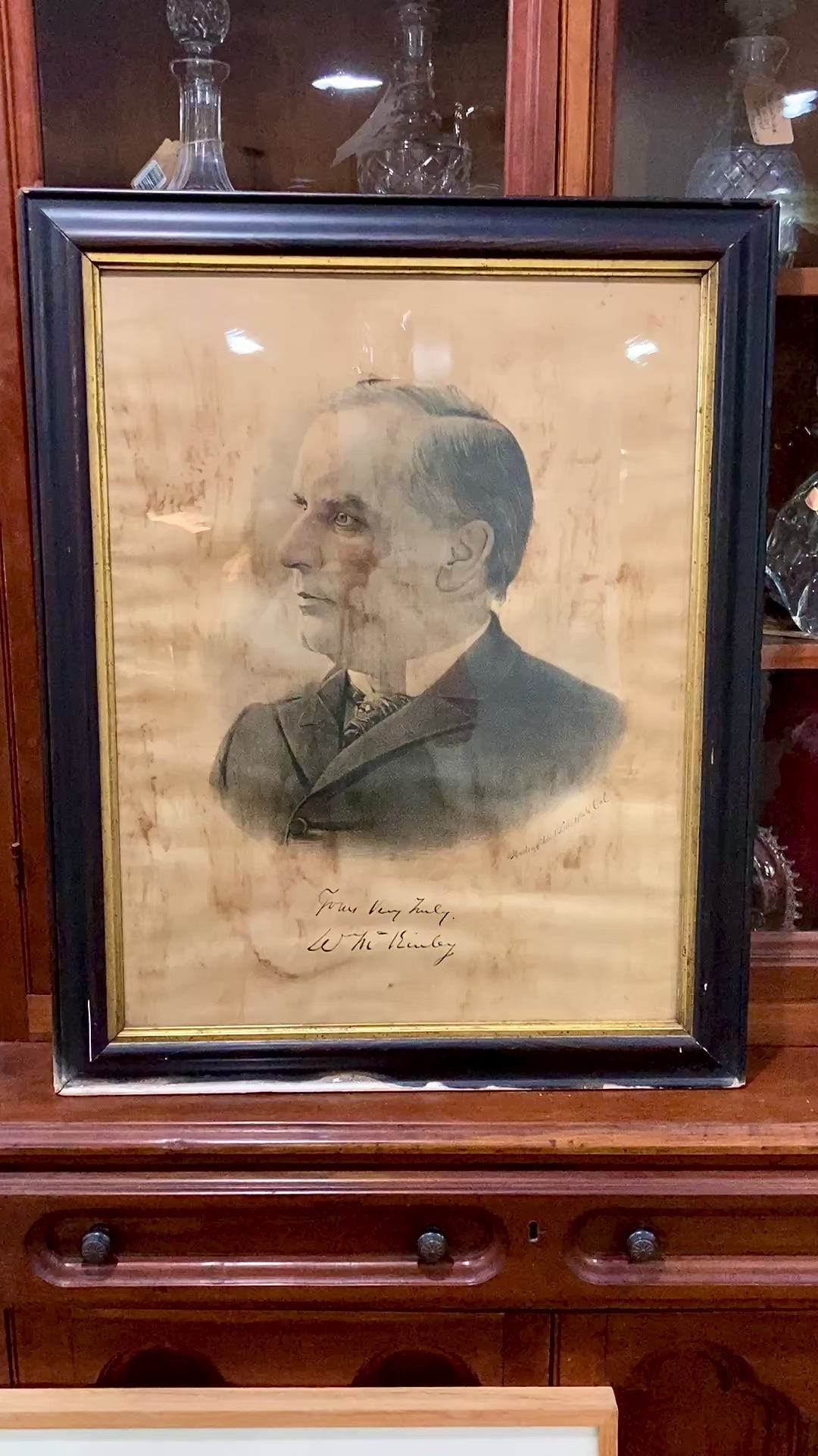 Antique 1800's President Mckinley Campaign Portrait Framed Lithograph