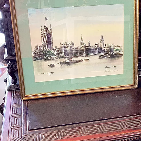 Vintage Gordon Somers The Houses of Parliament London Framed Print