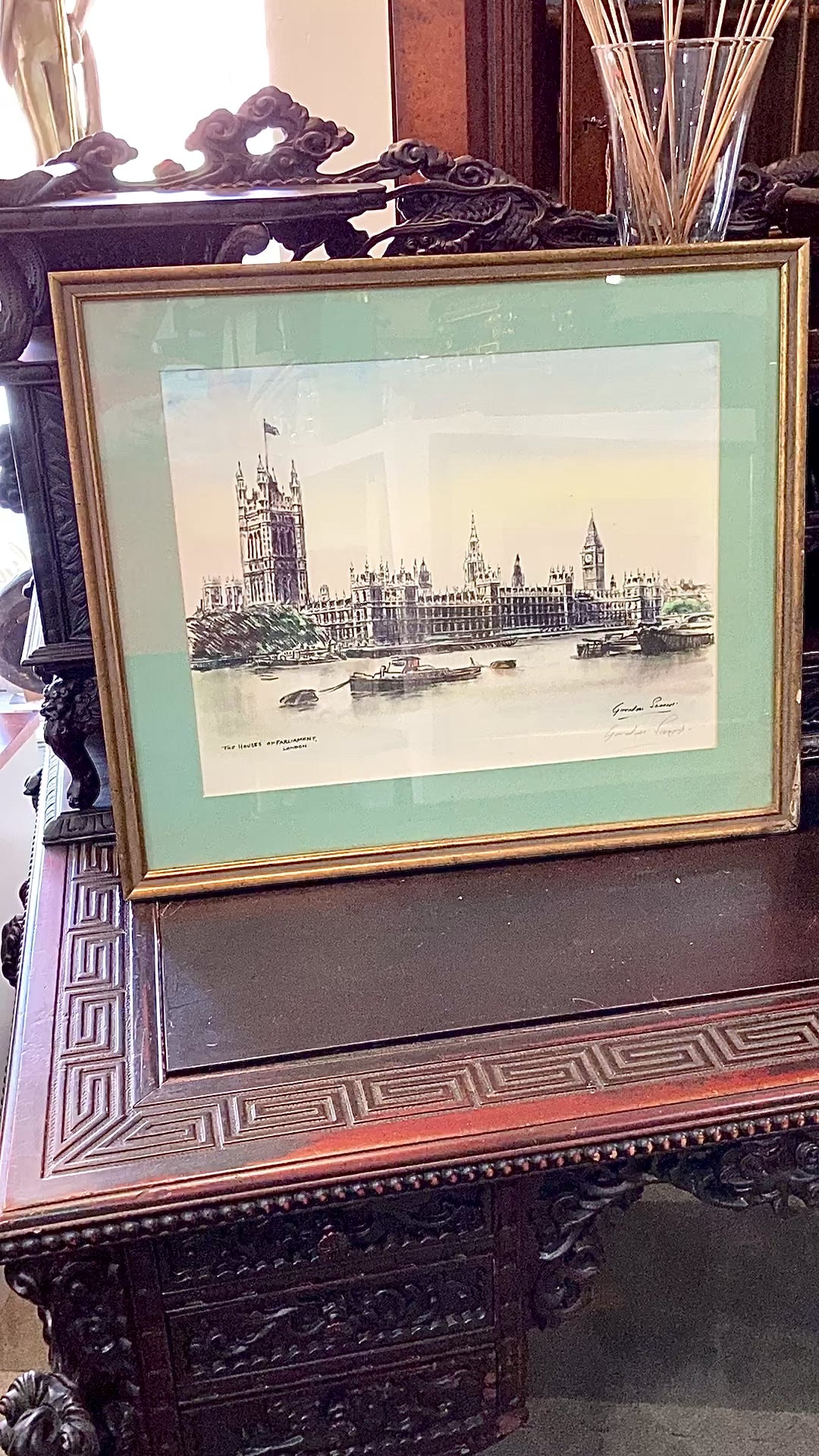 Vintage Gordon Somers The Houses of Parliament London Framed Print